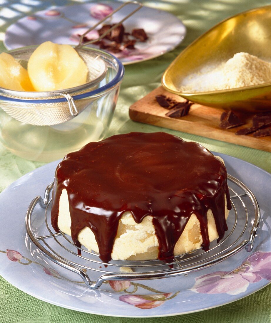 Pear and chocolate cake