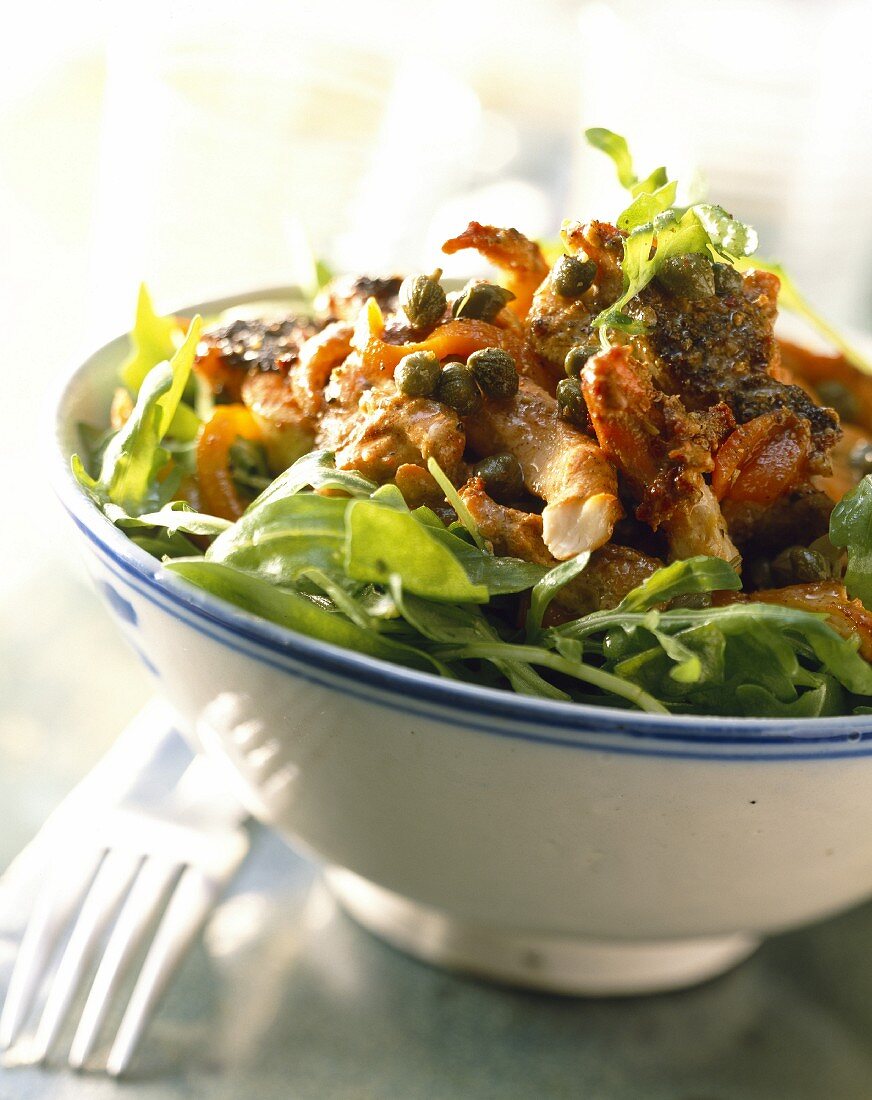 Salat mit Chicken Tandoori