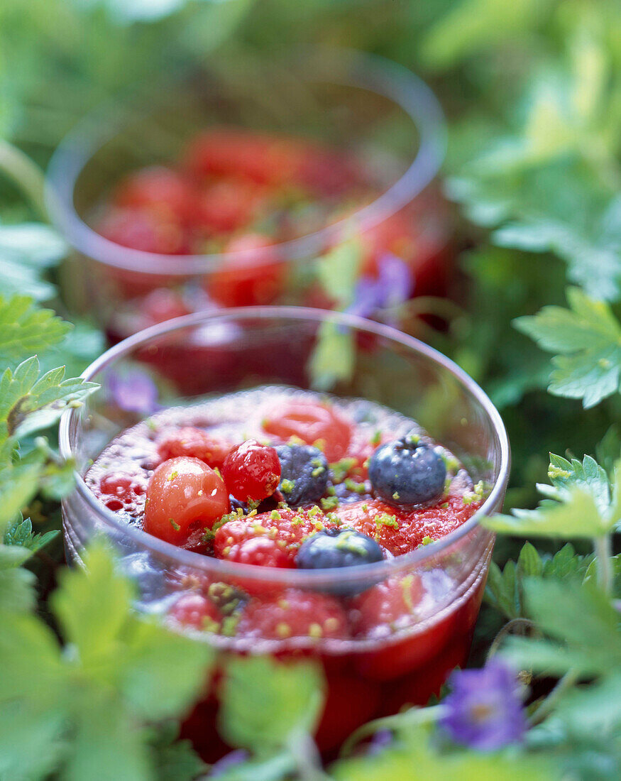 summer fruit in jelly