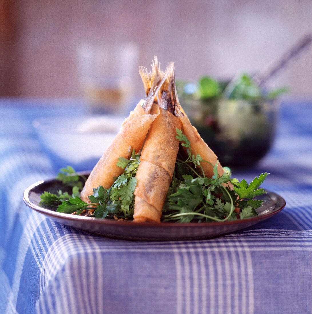 Sardines in crunchy filo pastry with Meaux mustard