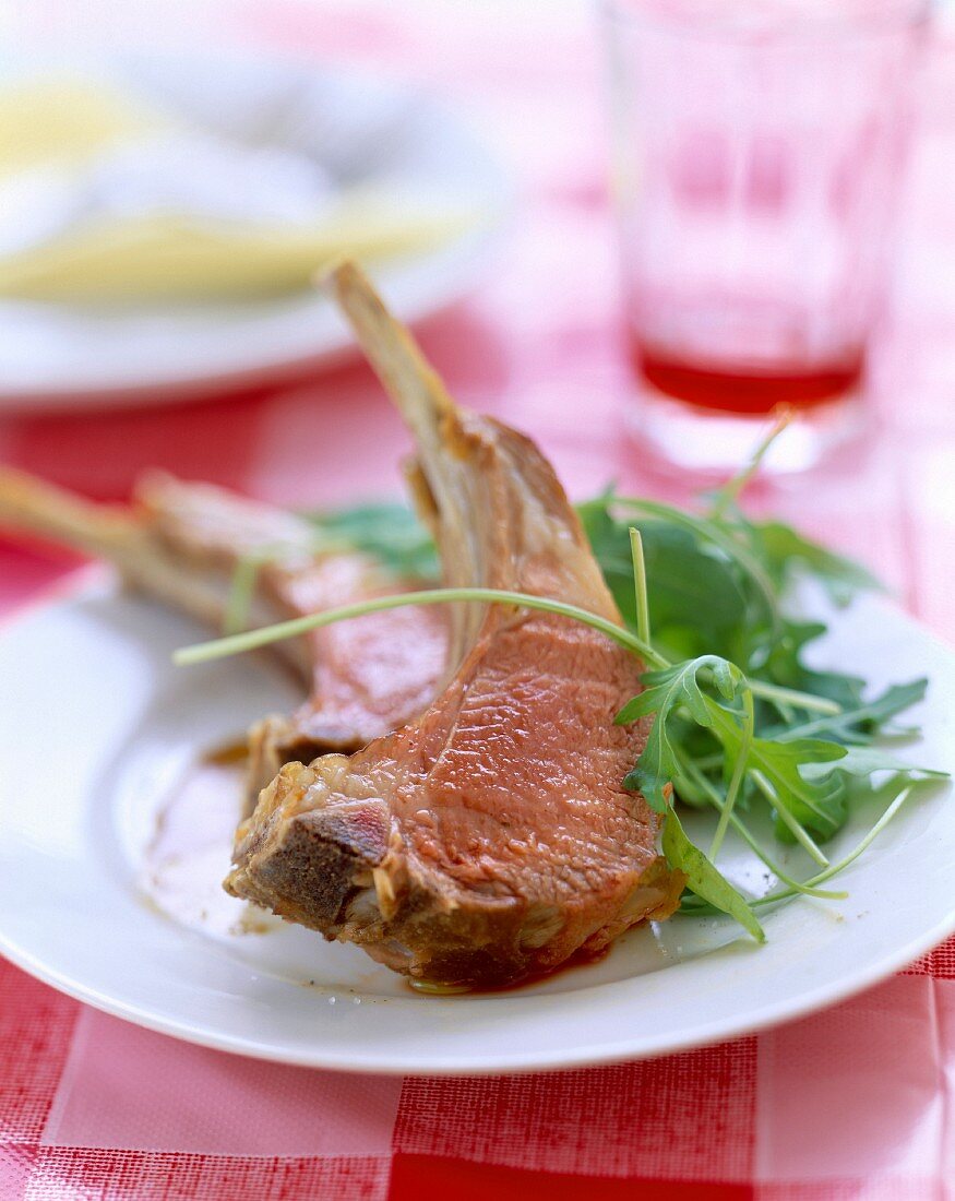 lamb chops with rocket