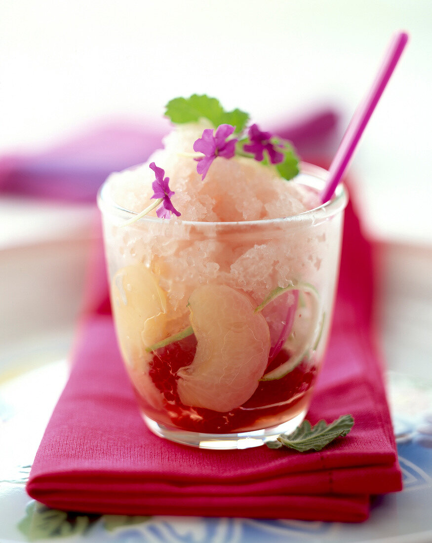 peach, raspberry and lemon granita