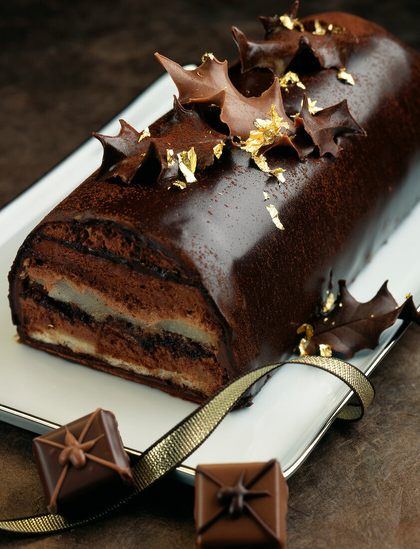 Chocolate and candied chesnut Christmas log