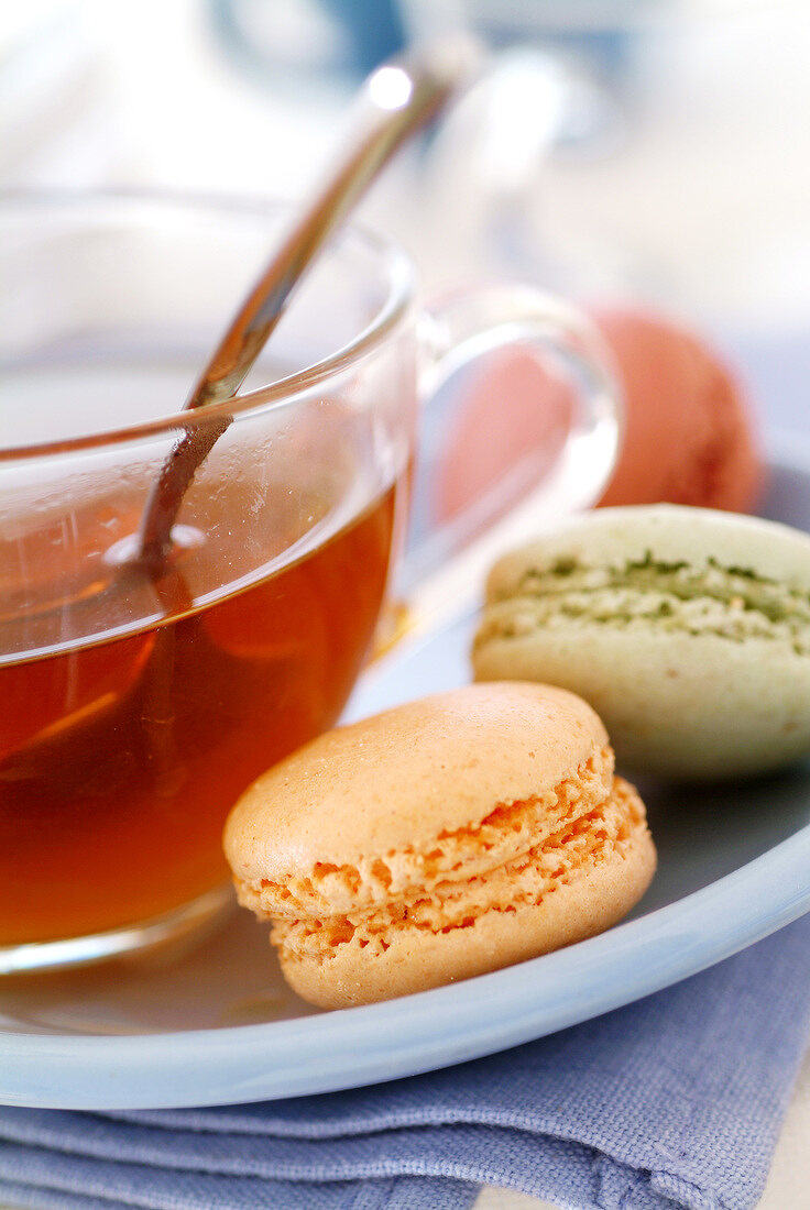 Macaroons and cup of tea