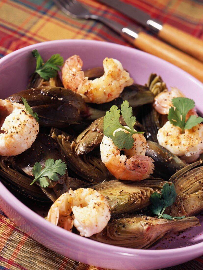 Langoustines with artichokes