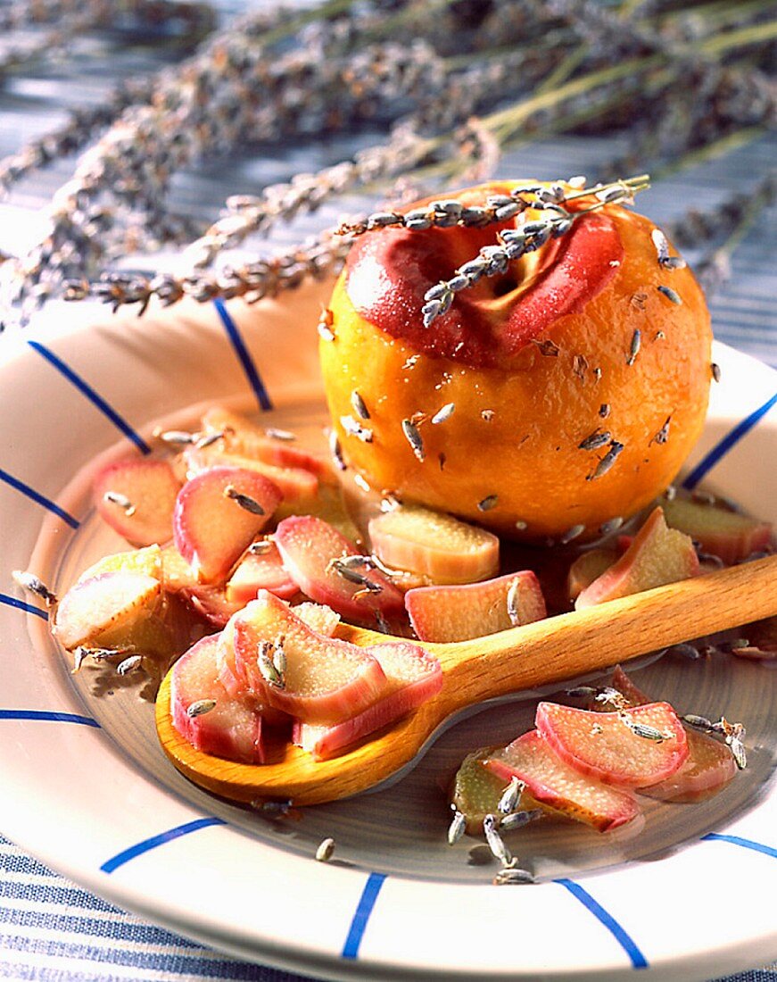 Rhubarb and peach with lavender