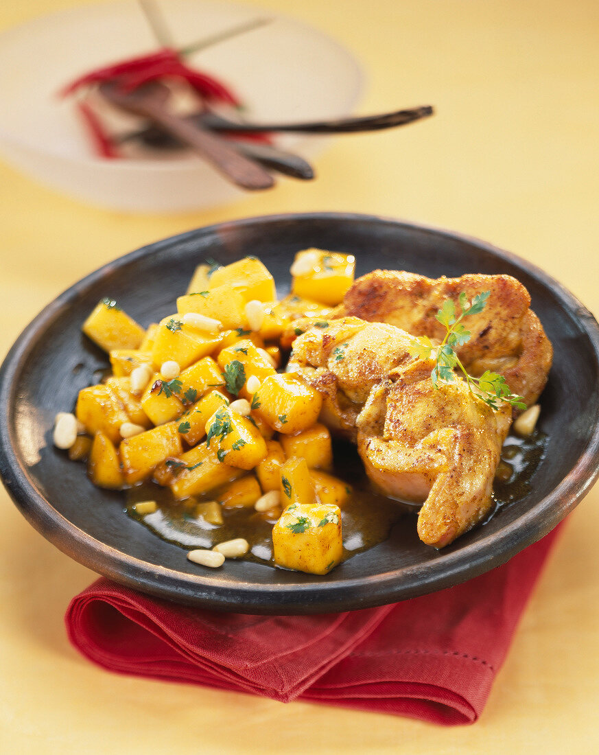 Spicy rabbit with mango