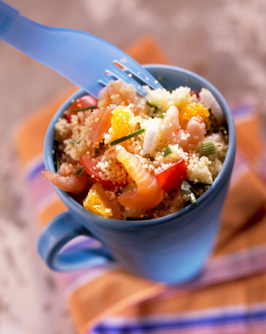 Seafood tabbouleh with oranges