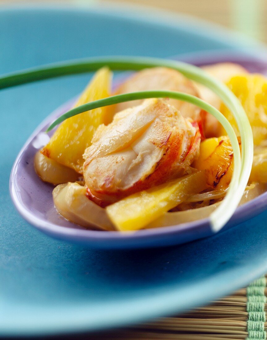 Spiny lobster with pineapple