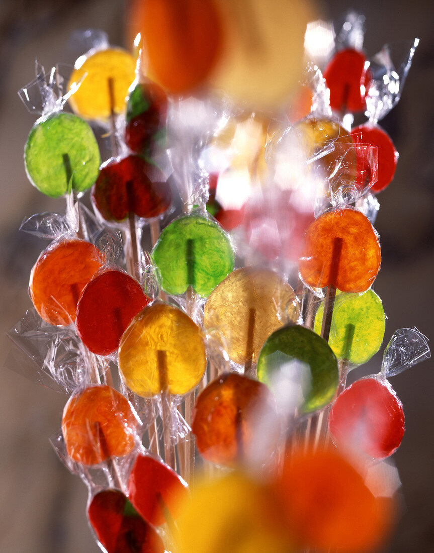 Colored fruit lollipops