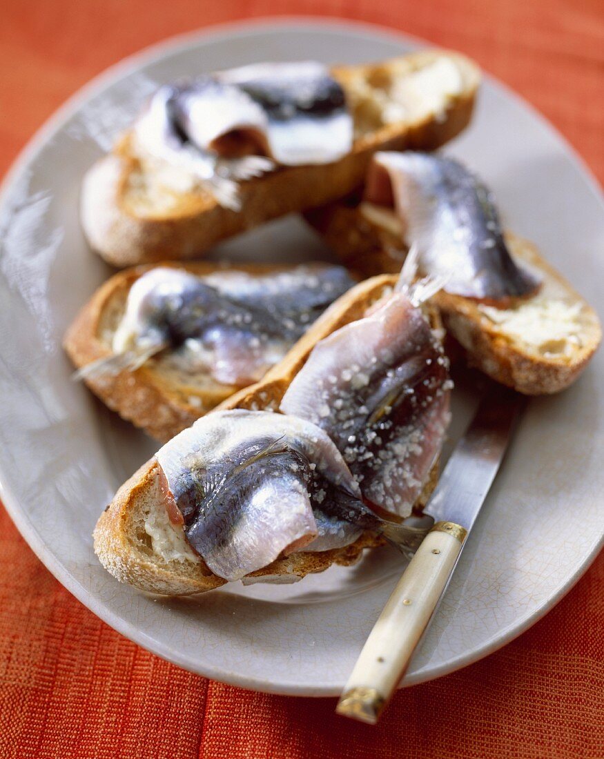 Sardines in coarse sea salt