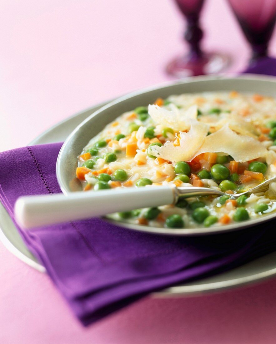 Carrot and pea risotto