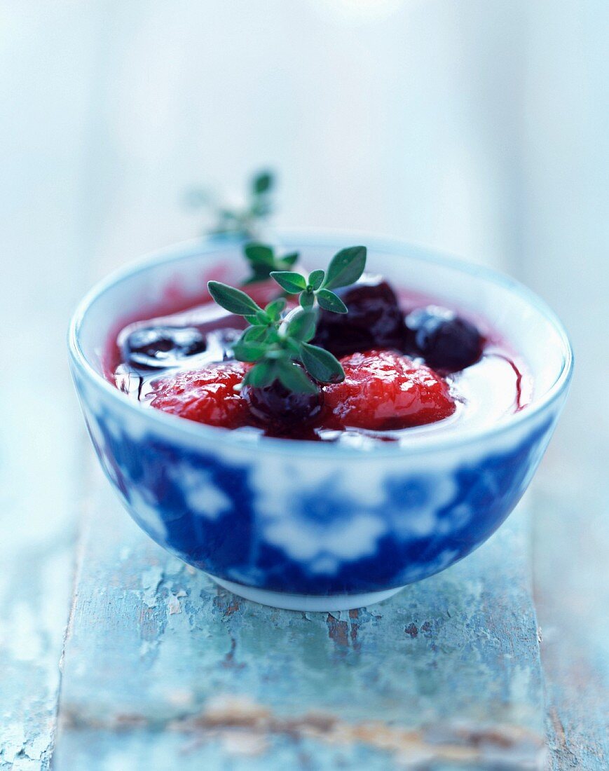 Summer fruit soup with Guignolet cherry liqueur