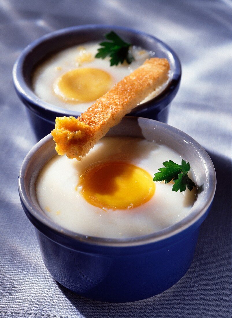 Coddled eggs and carrot purée