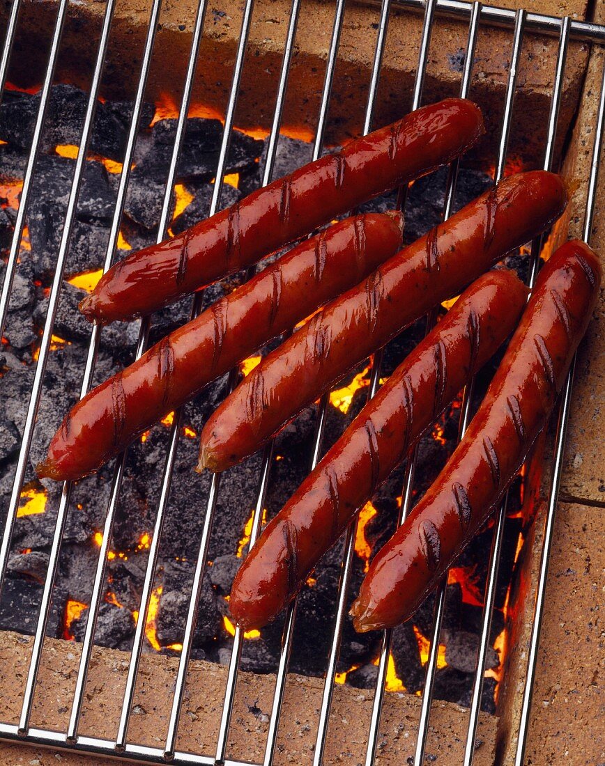 Merguez sausages on the barbecue