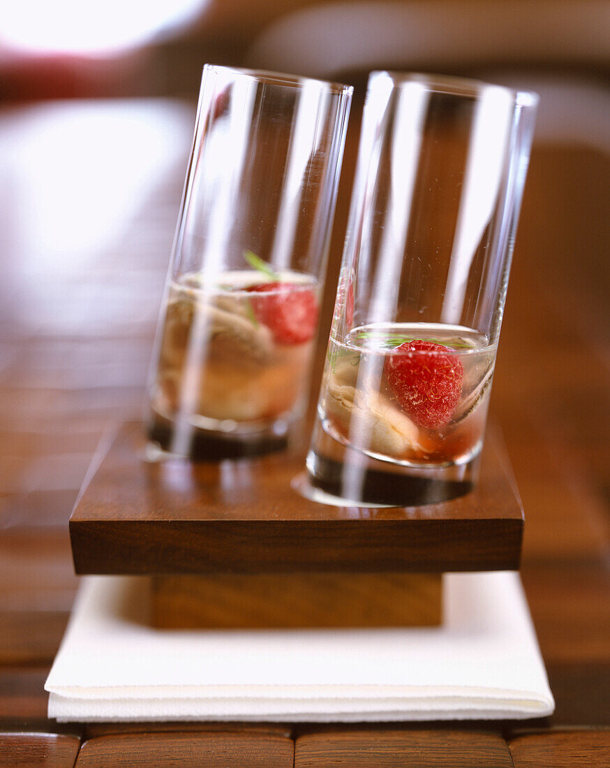 oyster and raspberry cocktails