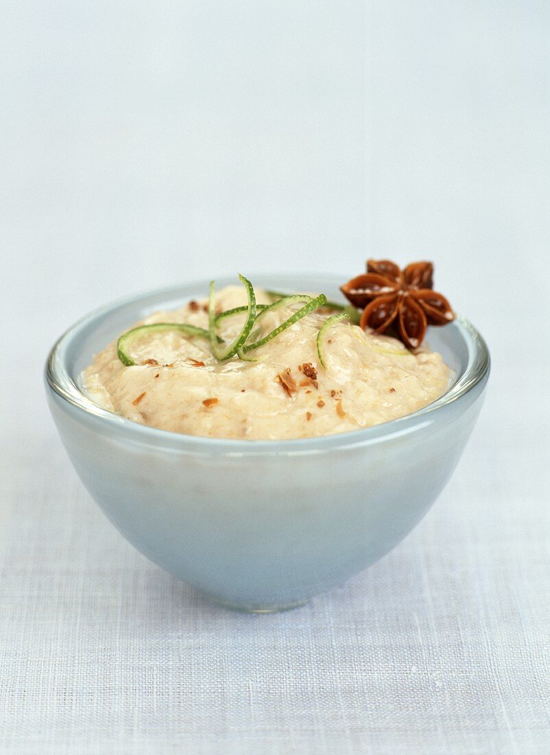 Banana mousse with lime and star anise