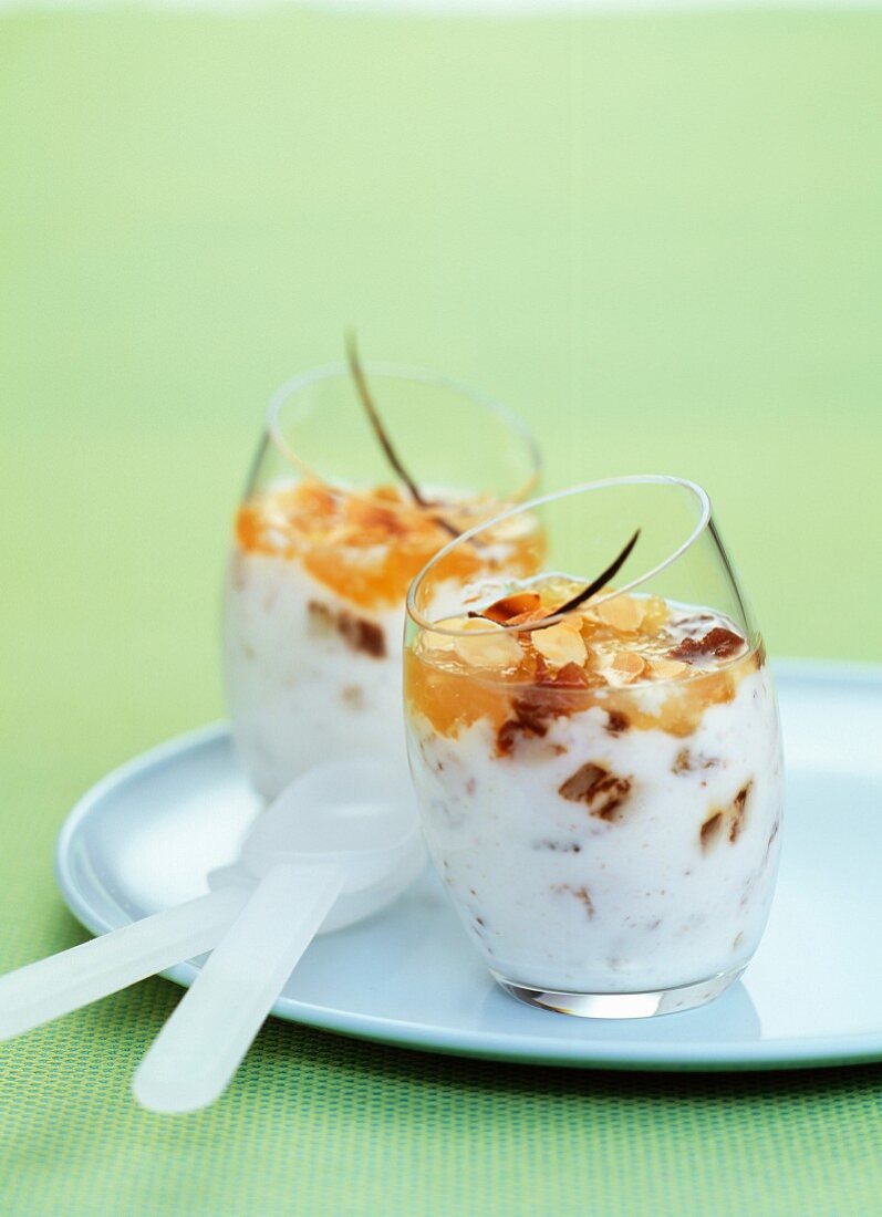 Fromage frais with dried fruit and pineapple jam