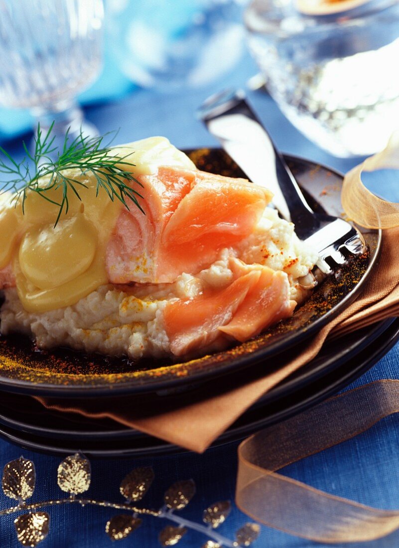 Steamed salmon in champagne sabayon (topic: salmon)