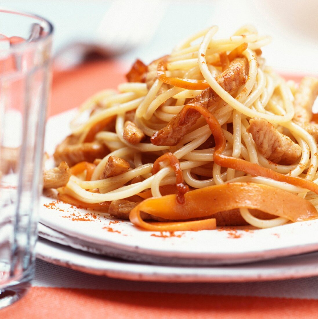 Spaghetti mit gebratenem Kalbfleisch