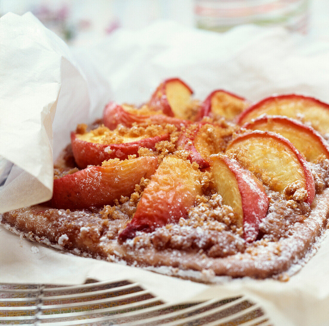 Puff pastry peach and gingerbread tart