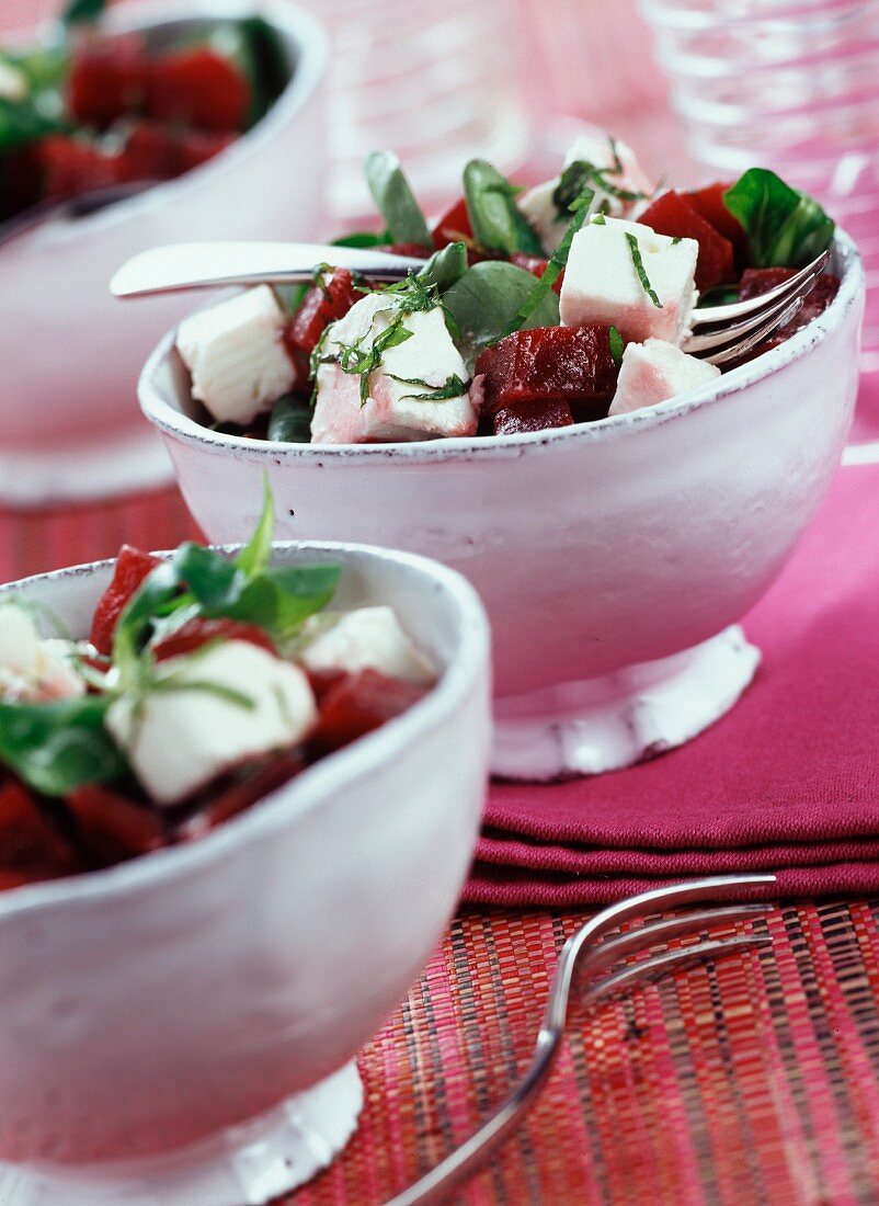 Feta and beetroot salad with mint