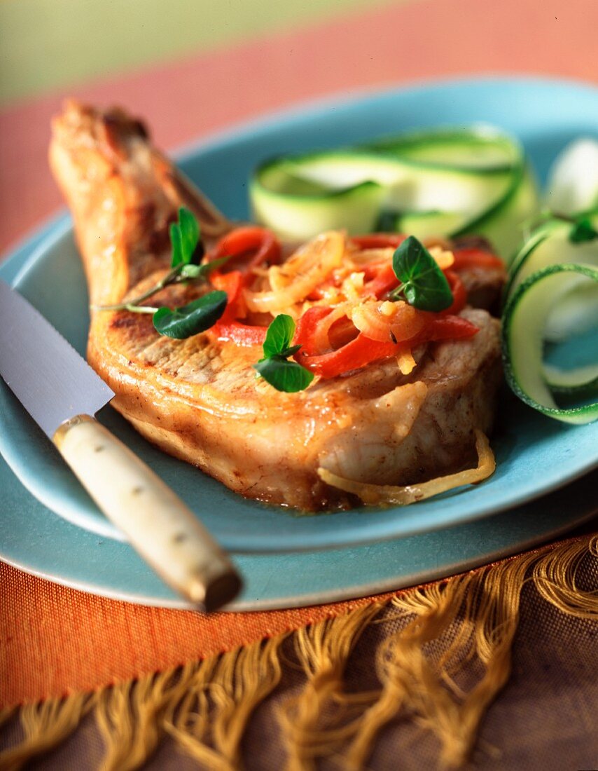 Pan-fried veal chop with cumin