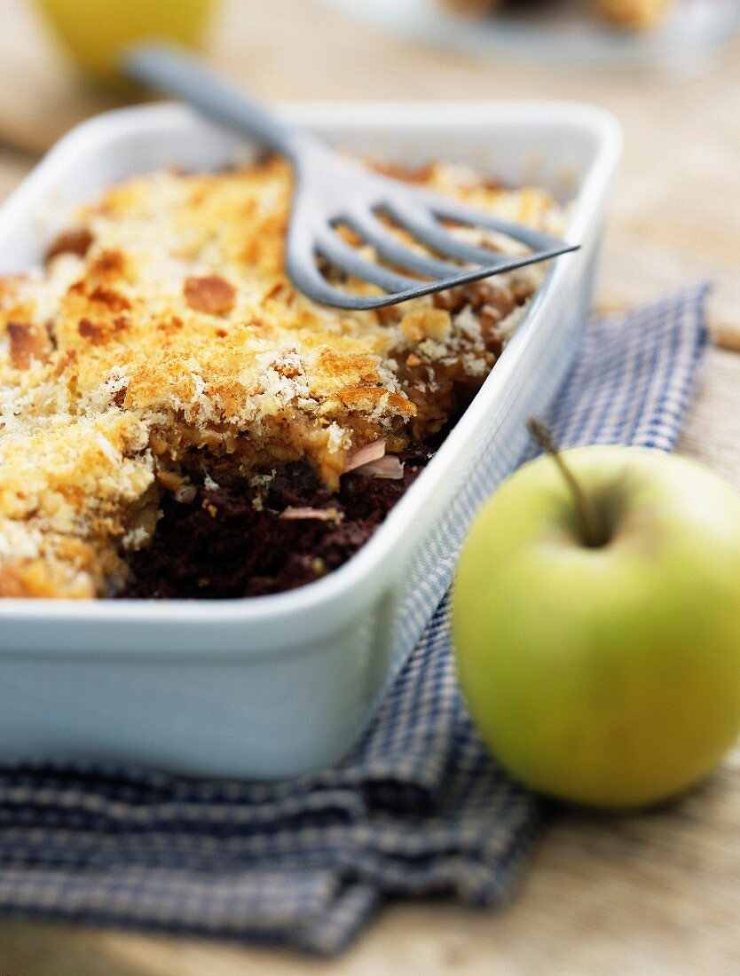 Shepherd's pie with black pudding and apple