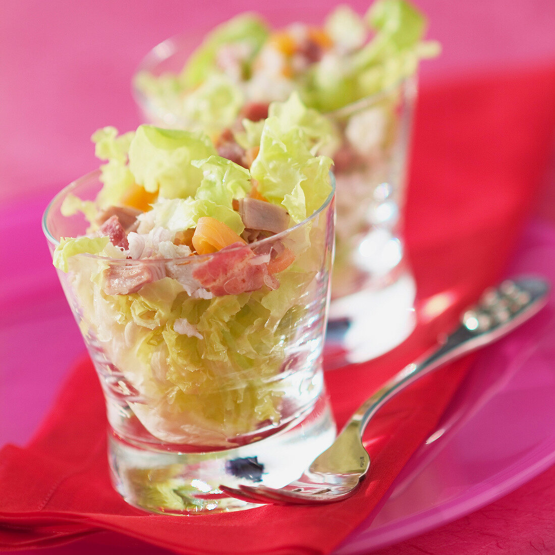 Seafood, bacon and lettuce salad