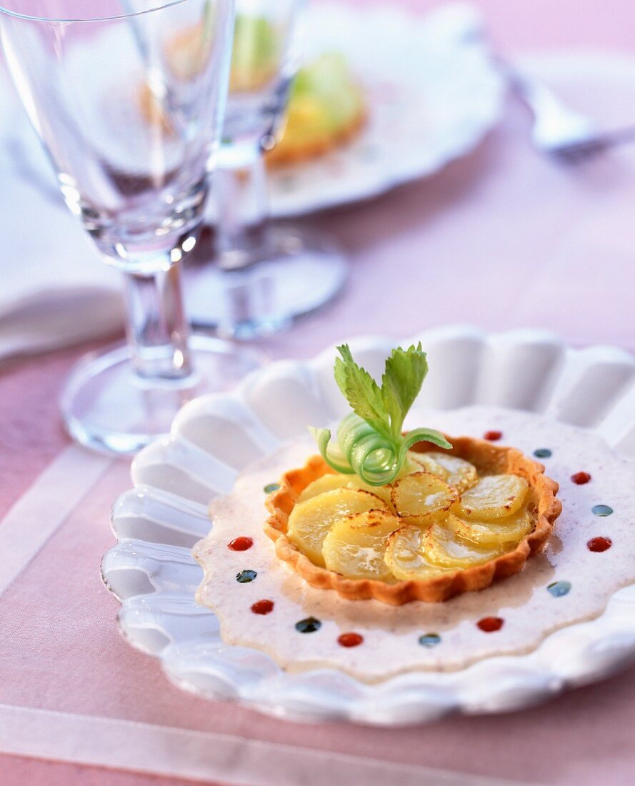 Belle de Fontenay potato tart with creamed herring