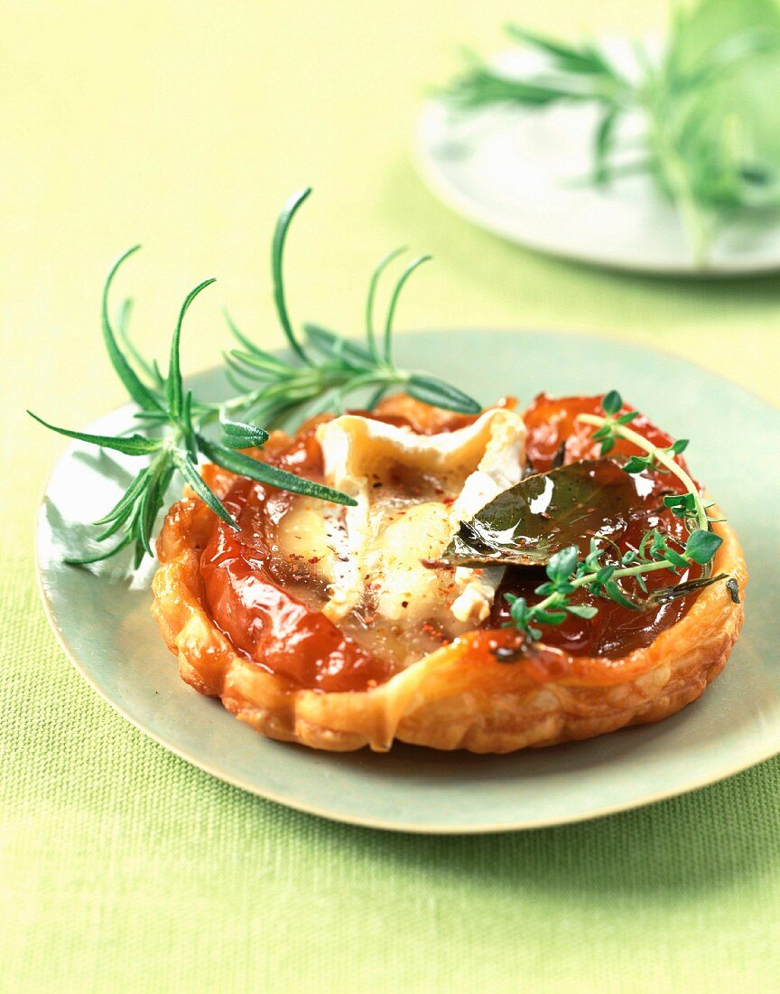 Apple,Camembert and herb tartlet