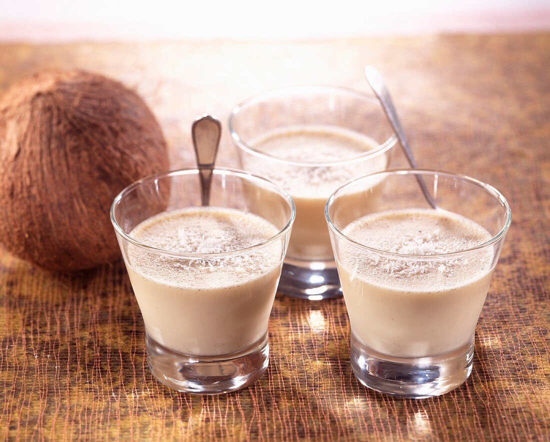 Glasses of coconut blancmange