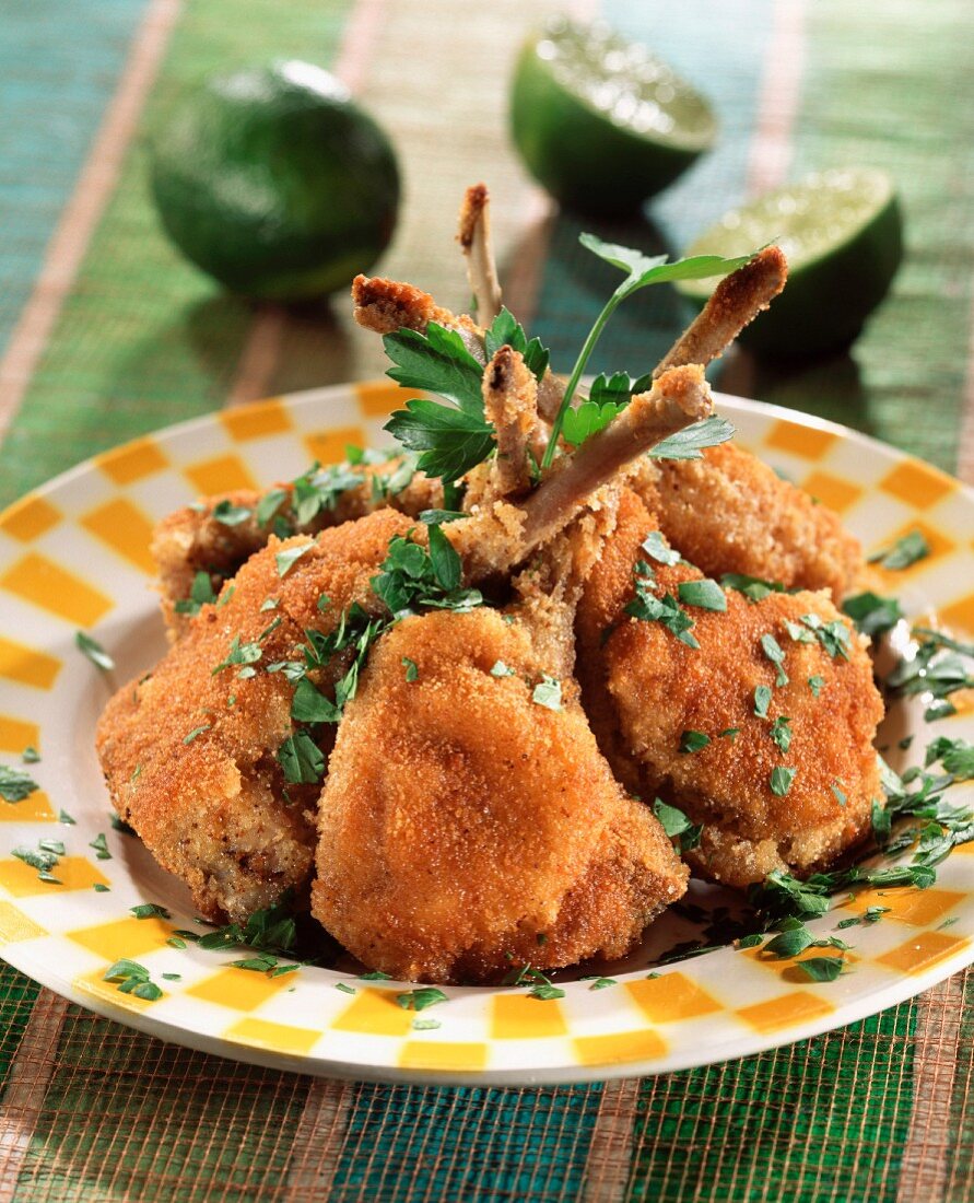 Creole-style breaded lamb chops