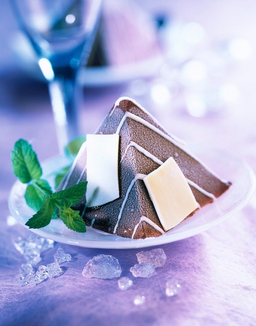 Two chocolate ice cream pyramid dessert