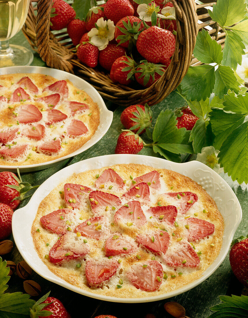 Strawberry and pistachio bake