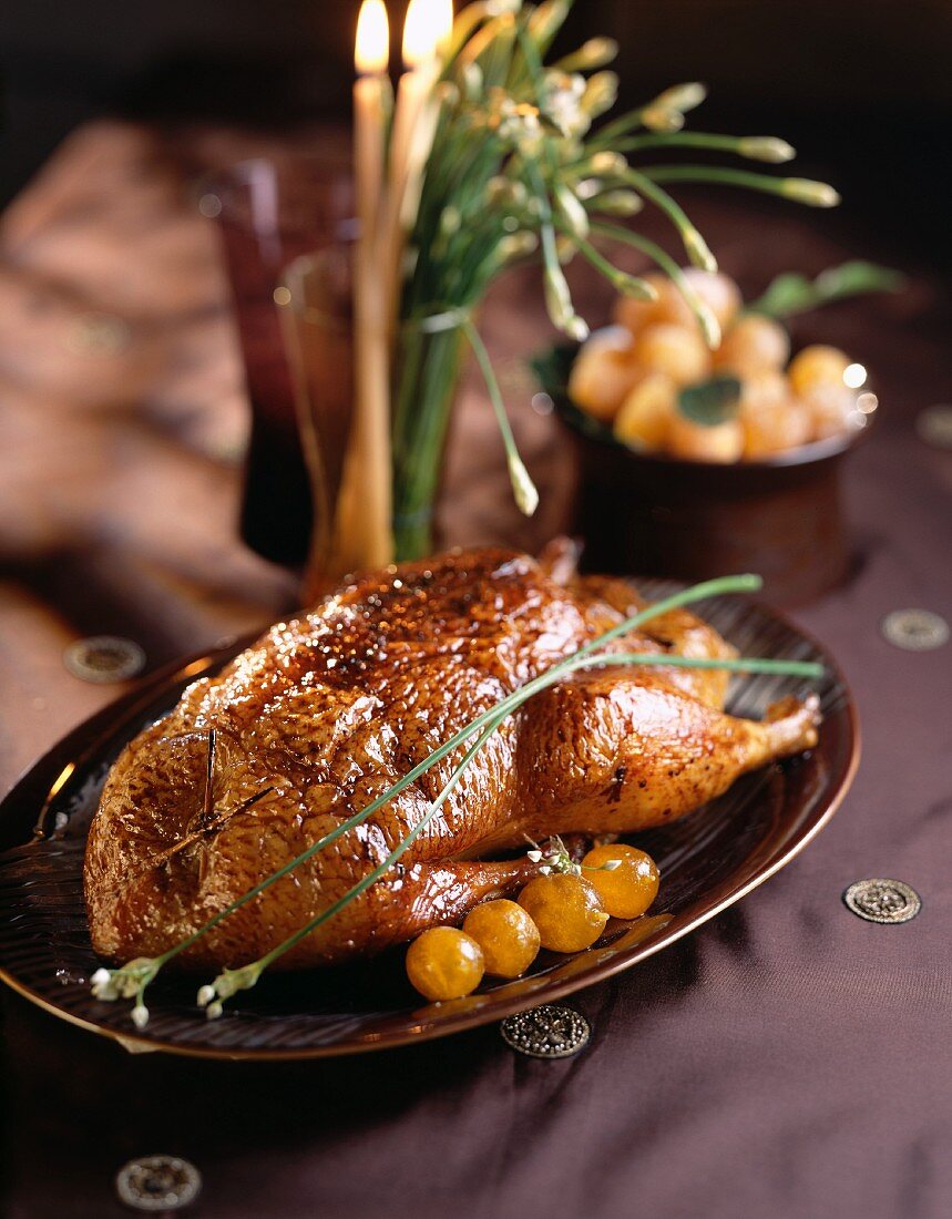 Roast duck with physalis