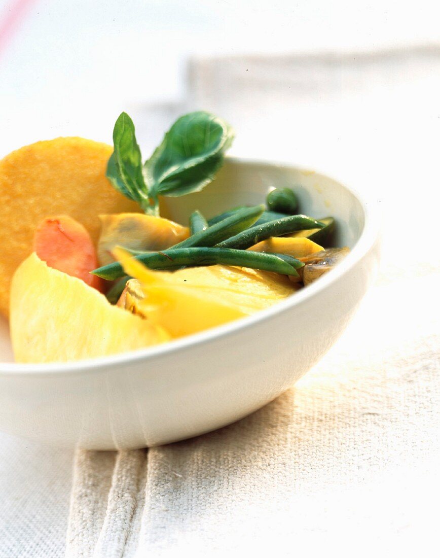 Pineapple, polenta and green bean salad