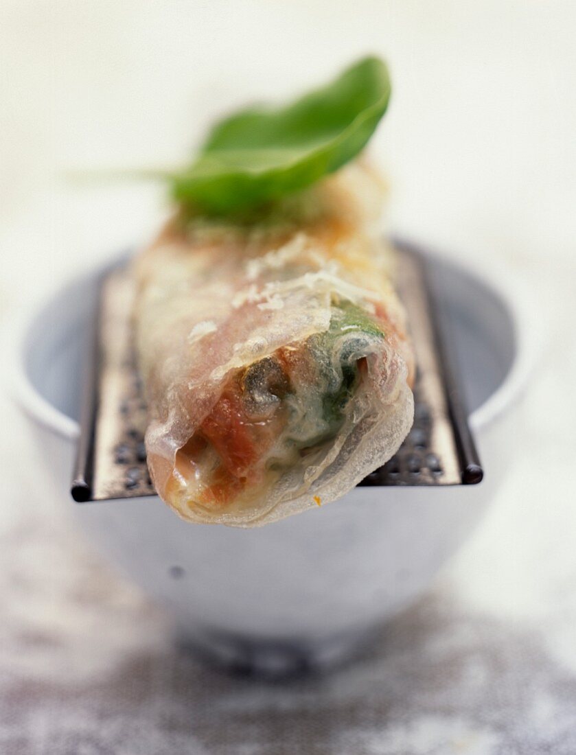 Nem (Frittierte Frühlingsrolle, Vietnam) mit Parmesan