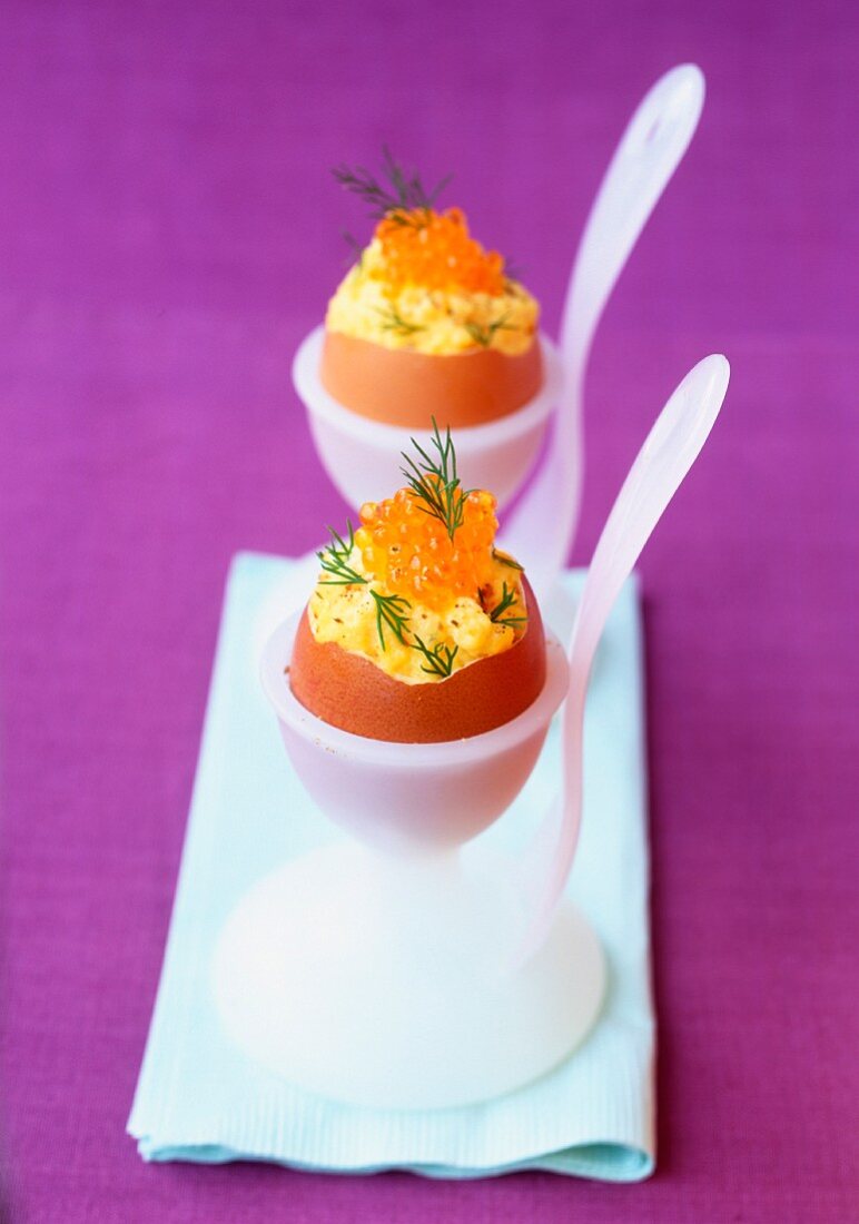 Scrambled eggs with dill and trout roe