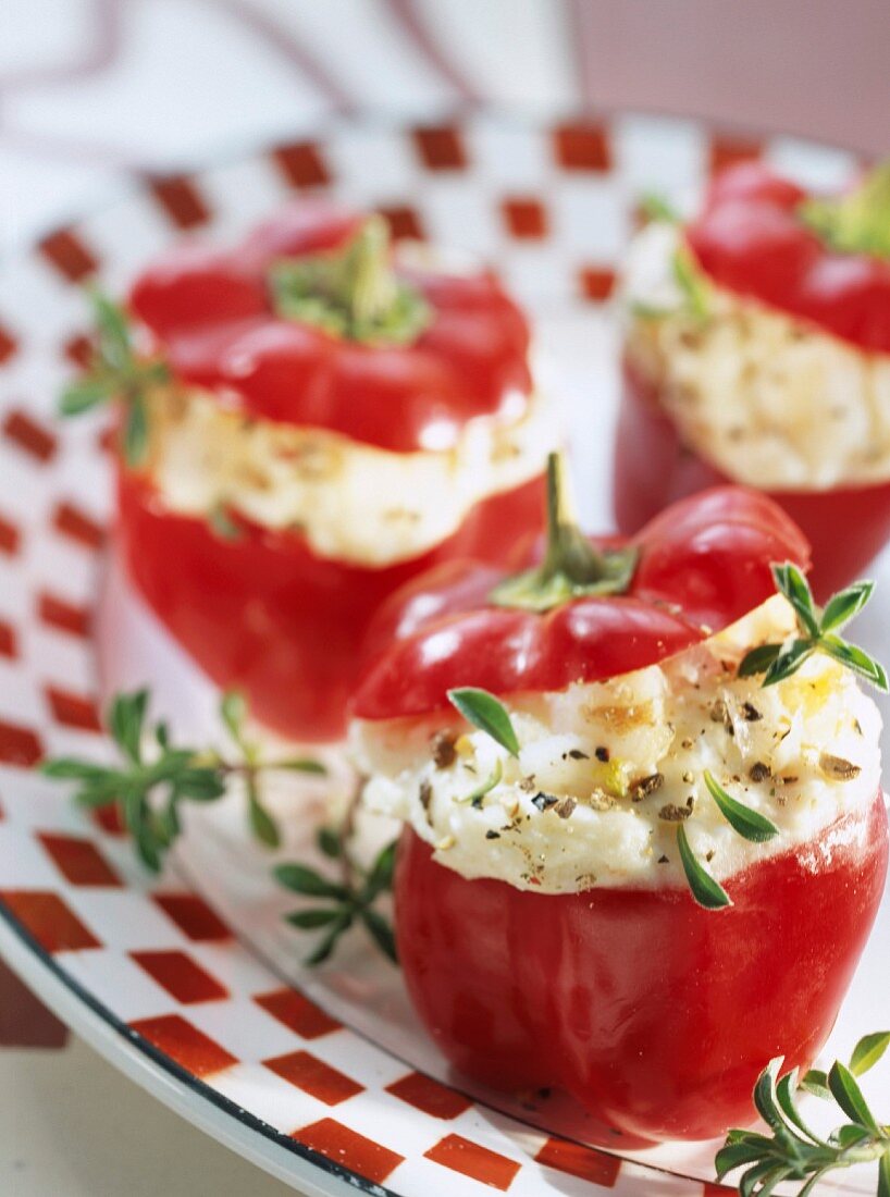 Gefüllte rote Paprika mit Stockfischpüree