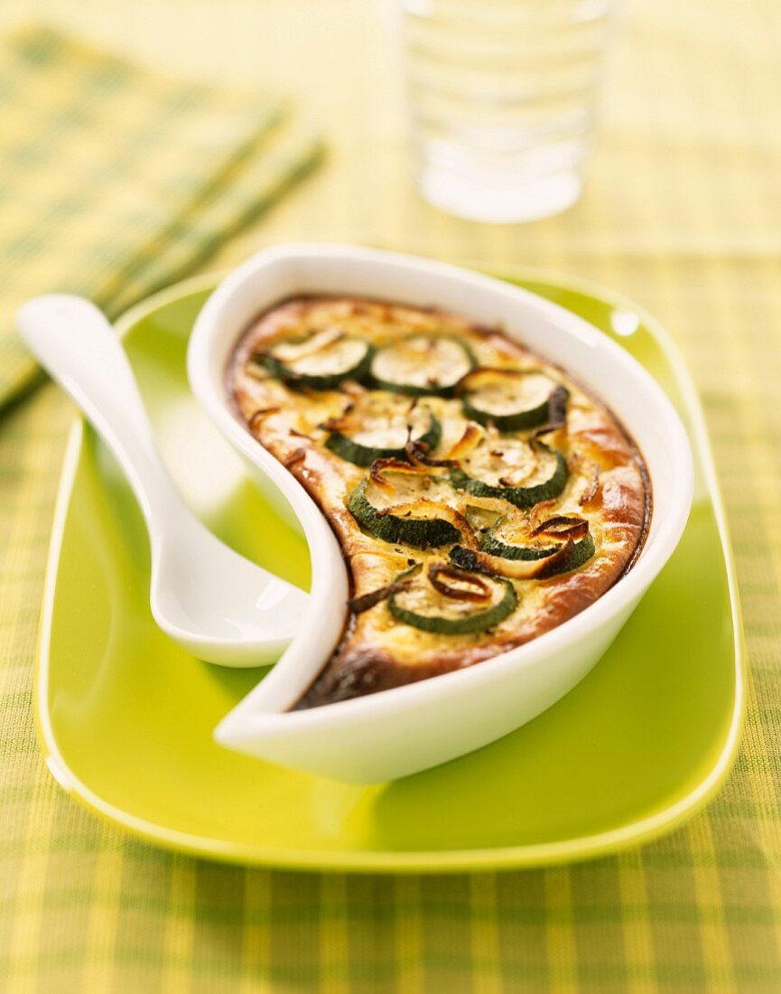 Courgette and shallot Clafoutis