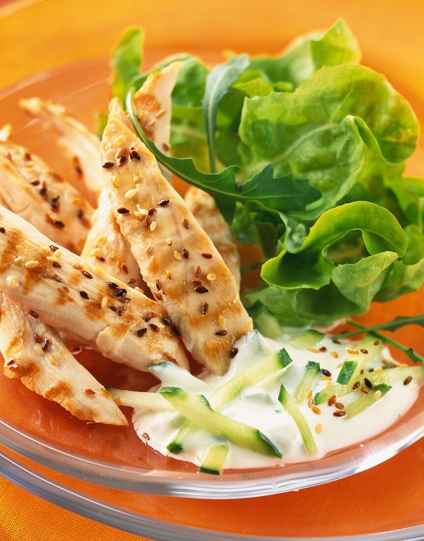 Grilled chicken with salad