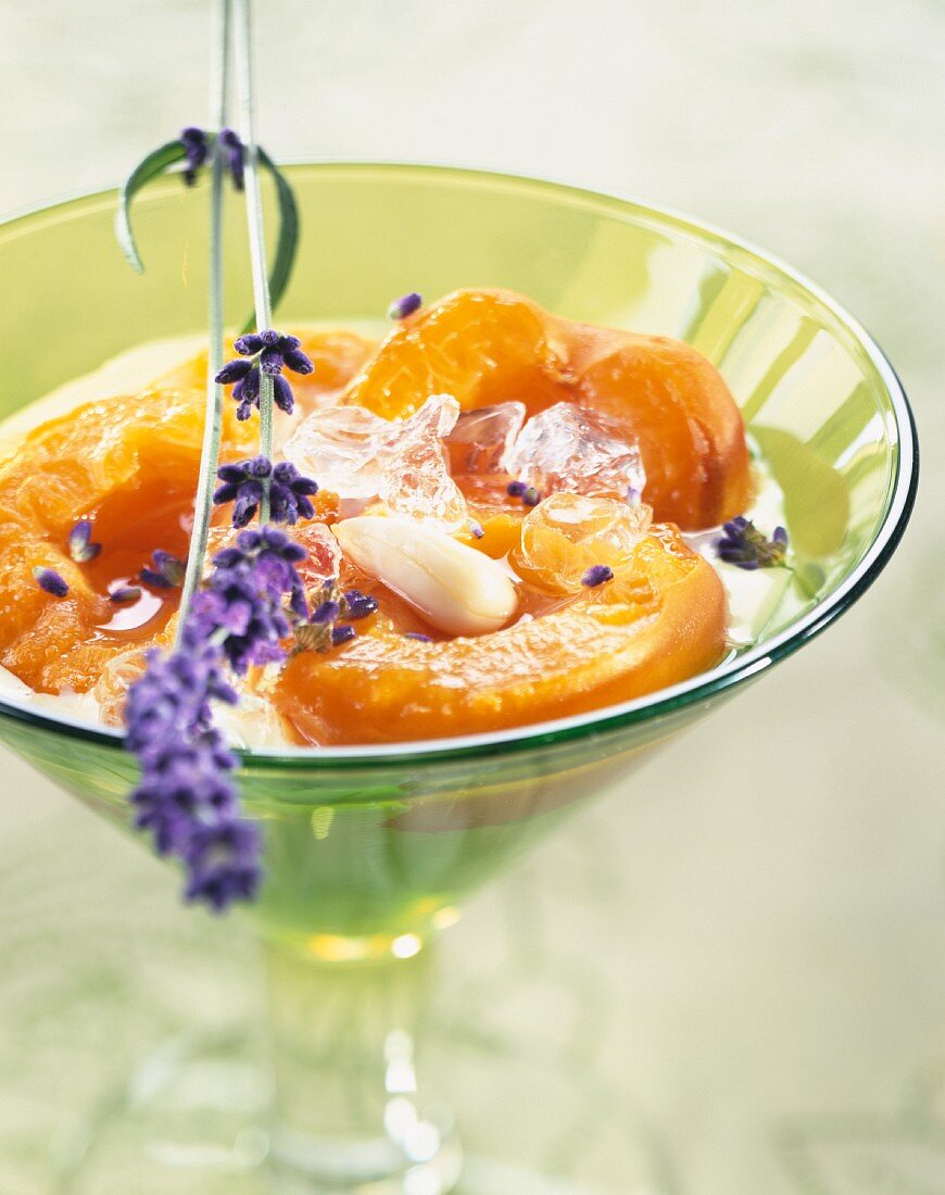Apricots with lavander-flavored almond milk