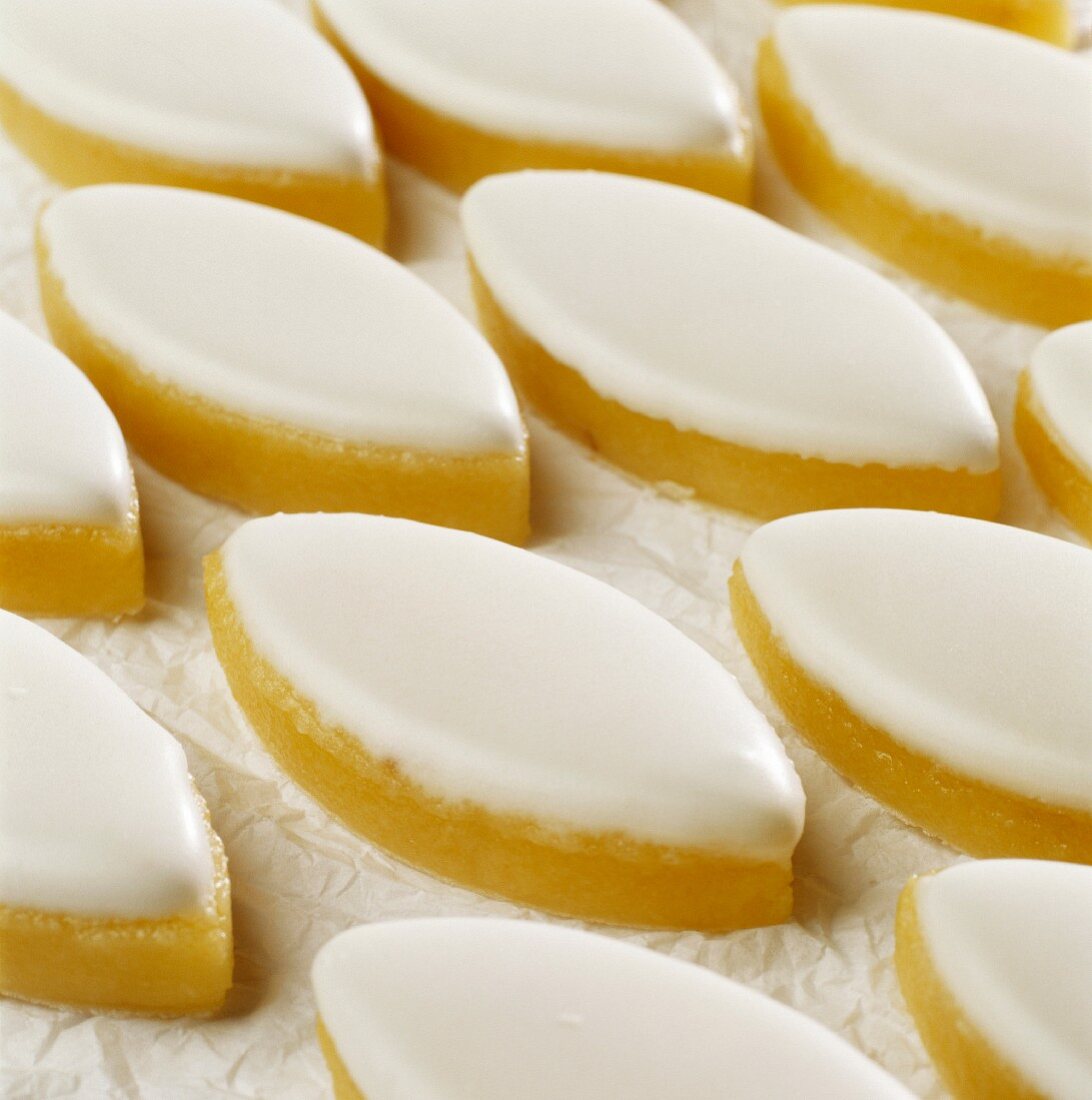 Diamond-shaped almond paste and icing Calisson sweets