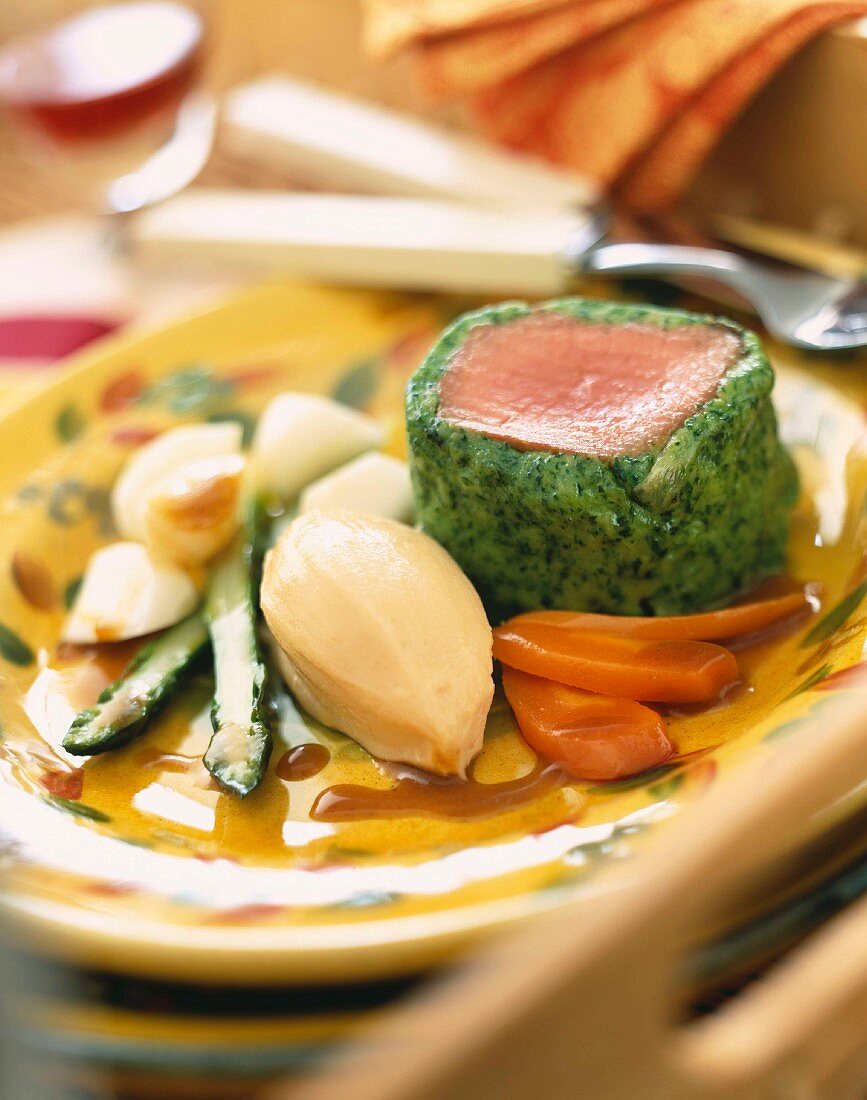 Noisette fillet with herbs and vegetables