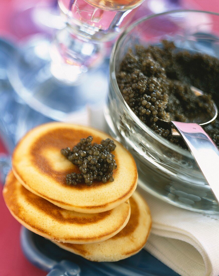 Caviar on blinis