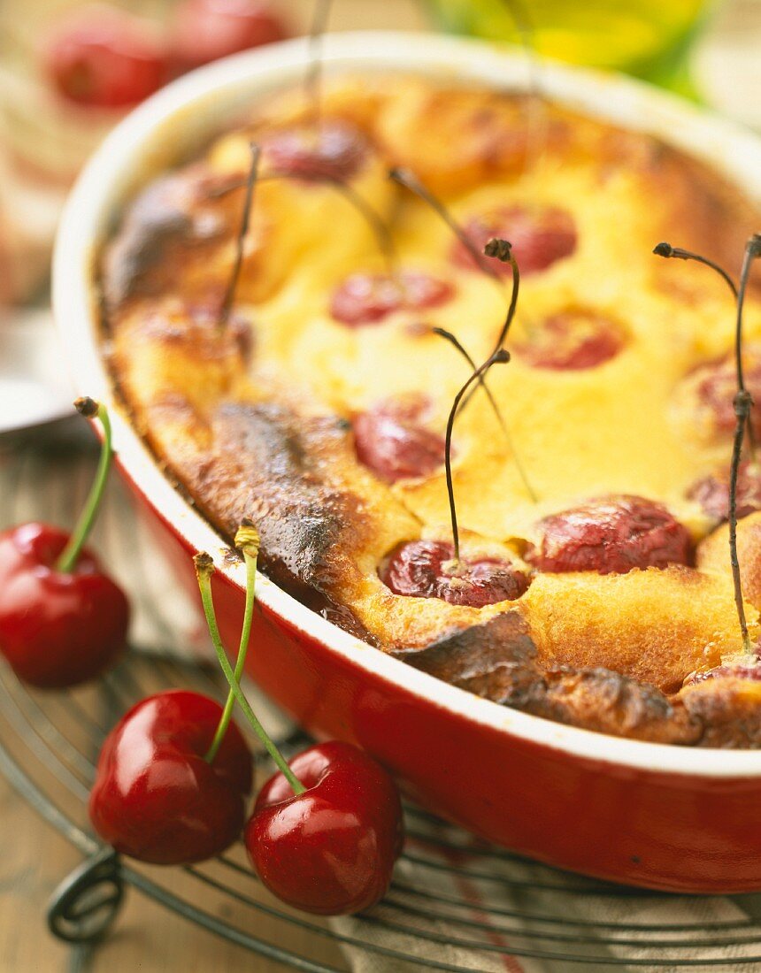 Cherry Clafoutis batter pudding