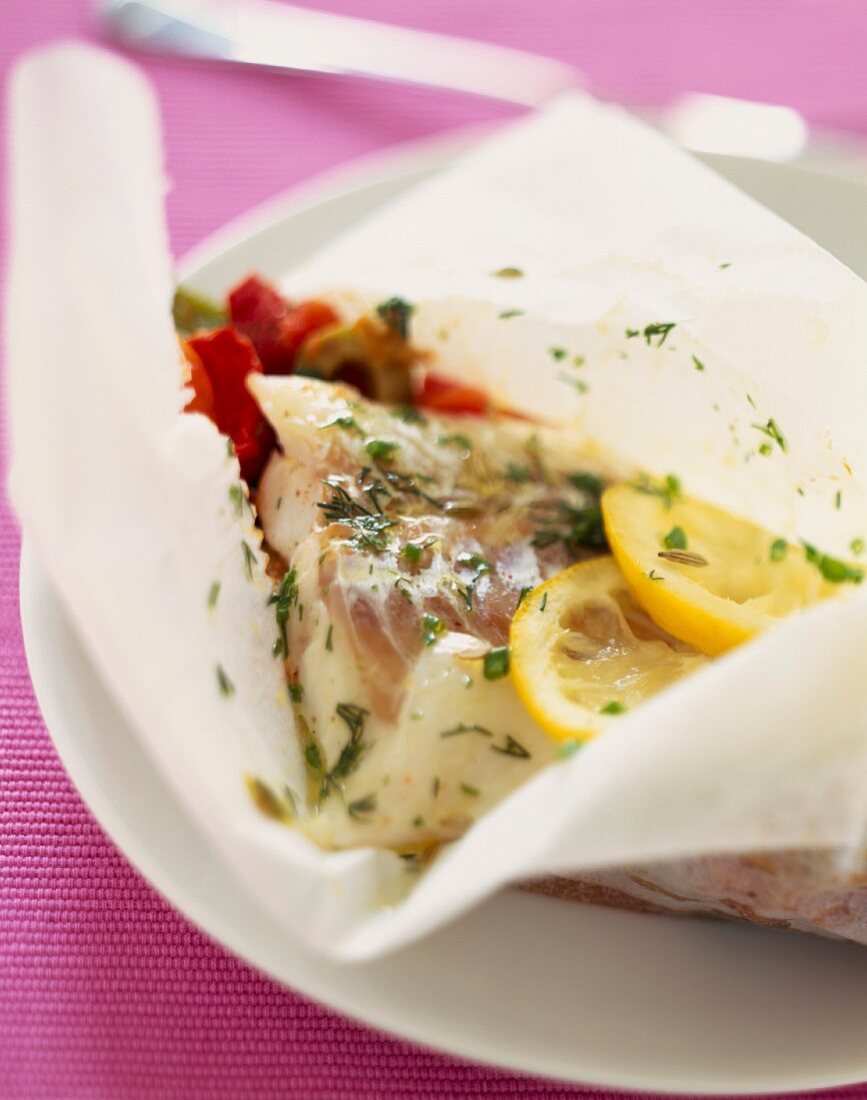 Cod and vegetable papillote