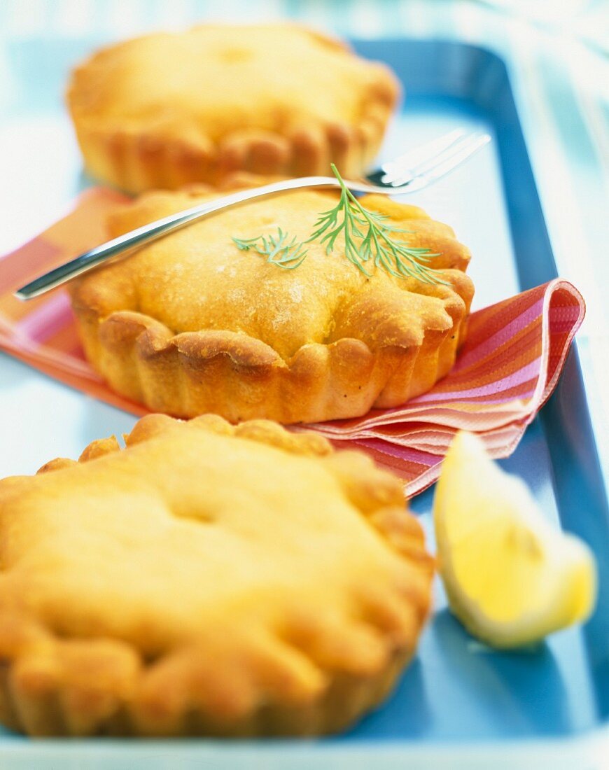 Tielles sétoises (Mit Oktopus, Tomate und Zwiebeln gefüllte Minipies), Languedoc, Frankreich