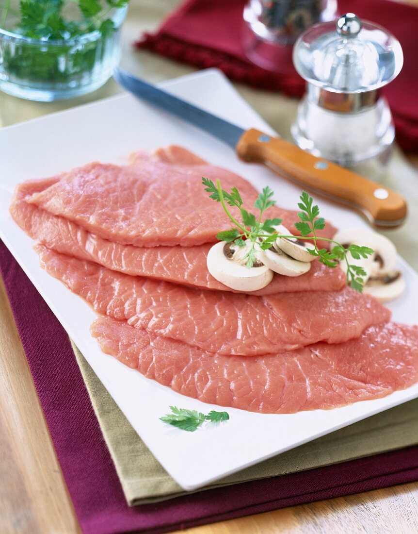 Raw veal escalope